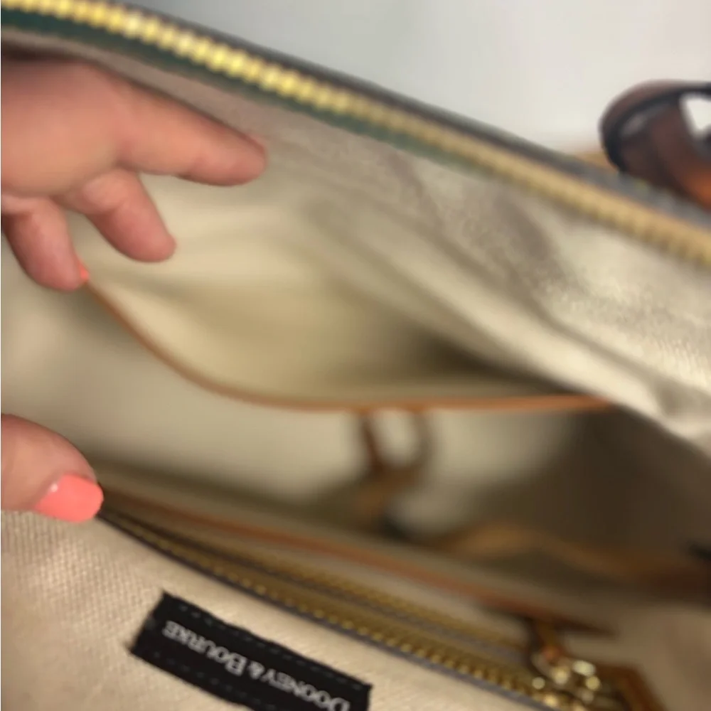 Dooney & Bourke Spearmint Pebbled Leather Large Dome Satchel with Tan Trim NWT - Picture 11 of 14